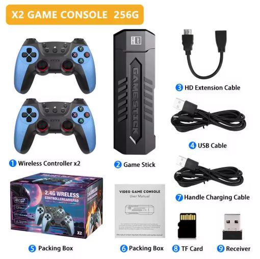 X2 Gaming Console, PLUS BLUE 4K HD Video Games, +30000 Retro Games
