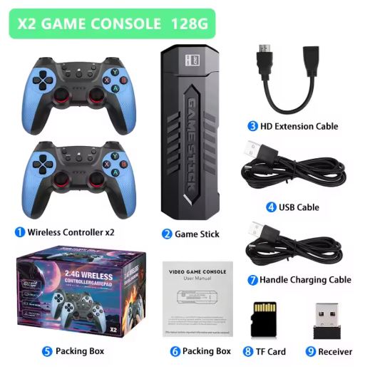 X2 Gaming Console, PLUS BLUE 4K HD Video Games, +30000 Retro Games